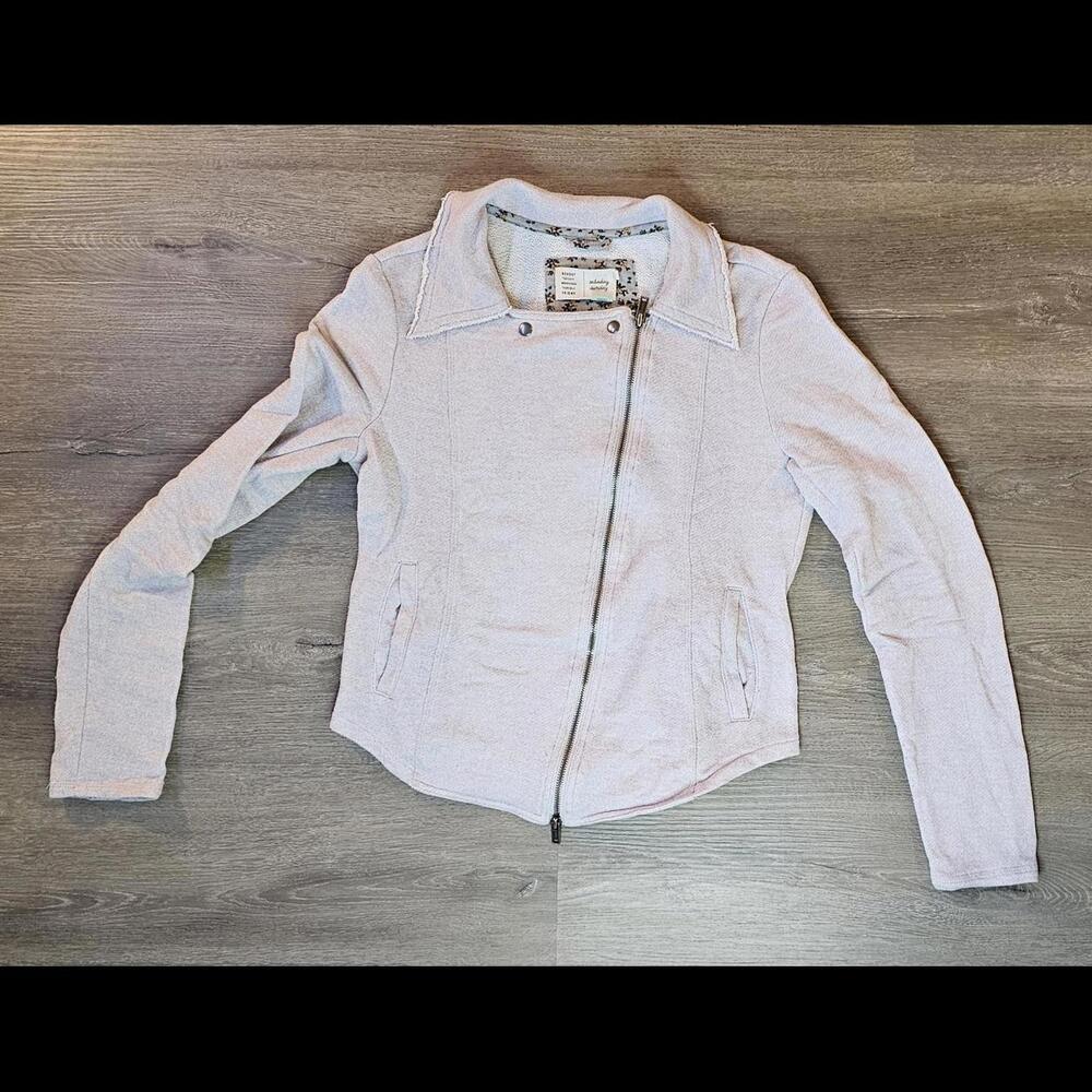 Anthropologie Moto Jacket Women's Full Zip Knit Light Purple Large
